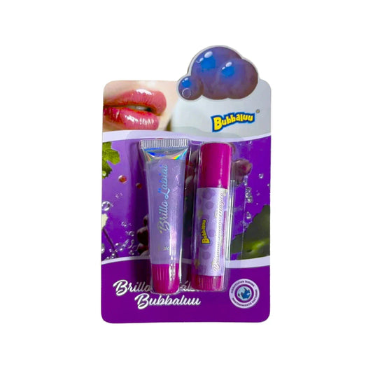 Brillo Labial y Bálsamo Hidratante Bubbaluu – Sabores Sandía y Uva